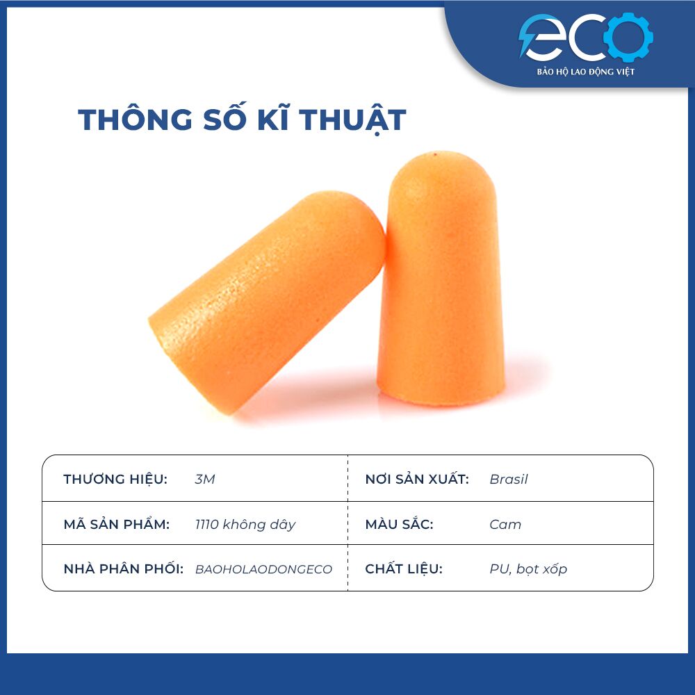 Nút Tai Bọt Xốp 3M 1100 Không Dây Nút Tai Bọt Xốp 3M 1100 Không Dây