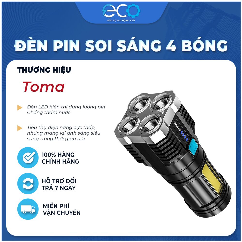 Đèn pin siêu sáng 4 bóng Toma F905 – Pin cực khủng Đèn pin siêu sáng 4 bóng Toma F905 – Pin cực khủng