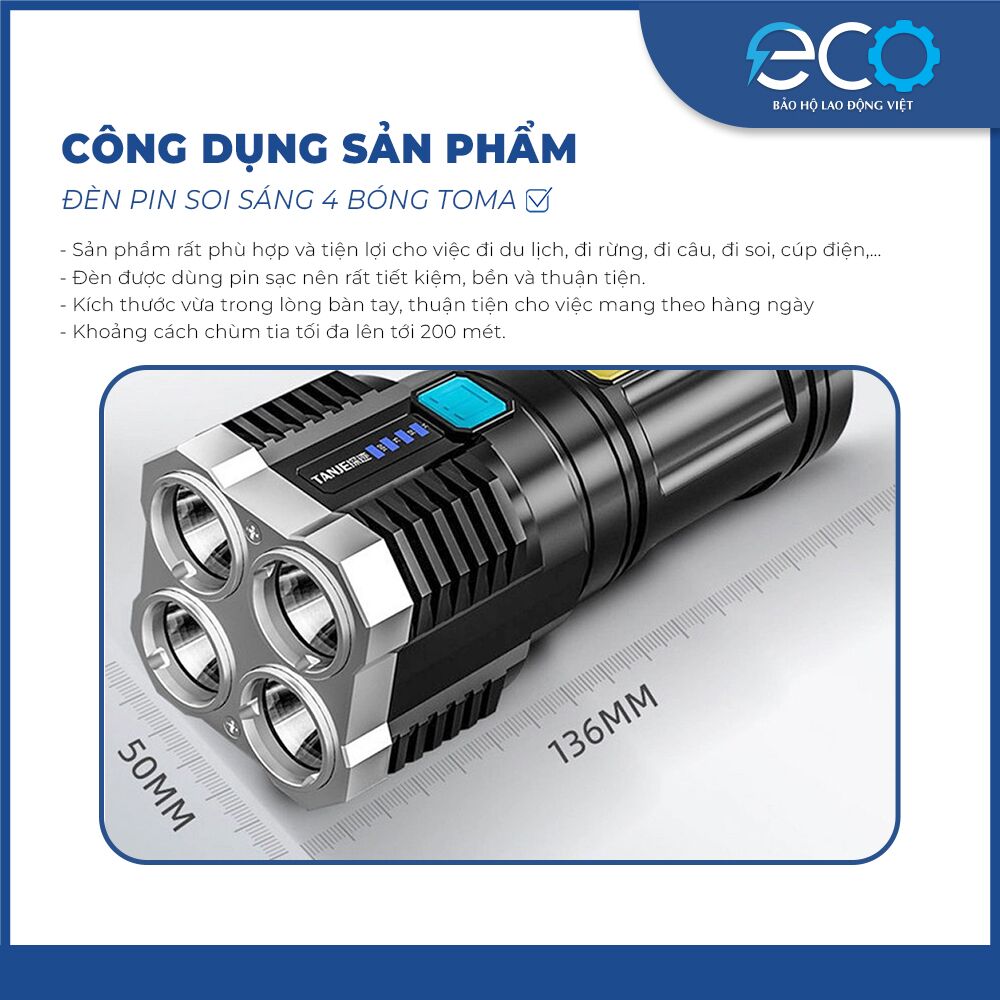 Đèn pin siêu sáng 4 bóng Toma F905 – Pin cực khủng Đèn pin siêu sáng 4 bóng Toma F905 – Pin cực khủng