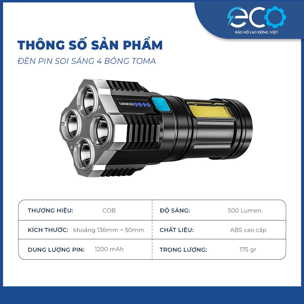 Đèn pin siêu sáng 4 bóng Toma F905 – Pin cực khủng Đèn pin siêu sáng 4 bóng Toma F905 – Pin cực khủng