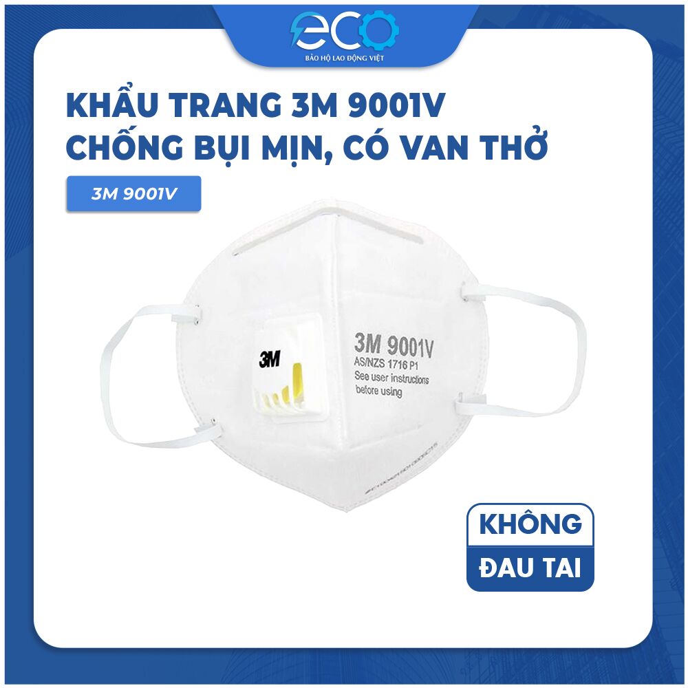 2 6 Khẩu trang 3M 9001V chống bụi siêu mịn, có van Thở, Bảo Vệ Hô Hấp