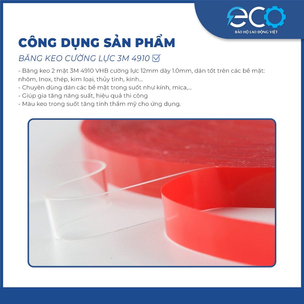 Băng keo cường lực 2 mặt trong suốt 3M 4910 (12mm x dài 4.5m) băng keo siêu dính, siêu cường lực Băng keo cường lực 2 mặt trong suốt 3M 4910 (12mm x dài 4.5m) băng keo siêu dính, siêu cường lực