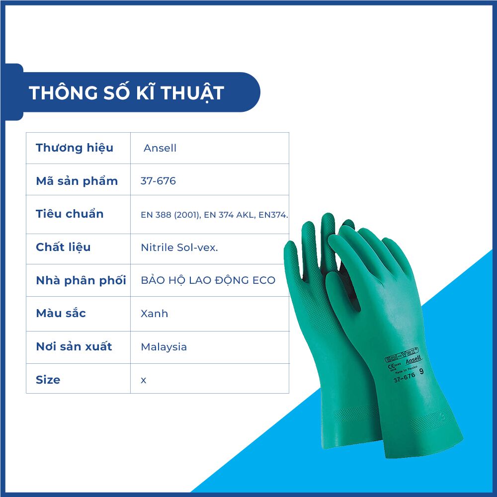 Găng Tay Chống Hóa Chất Ansell 37-676 chính hãng Găng Tay Chống Hóa Chất Ansell 37-676 chính hãng