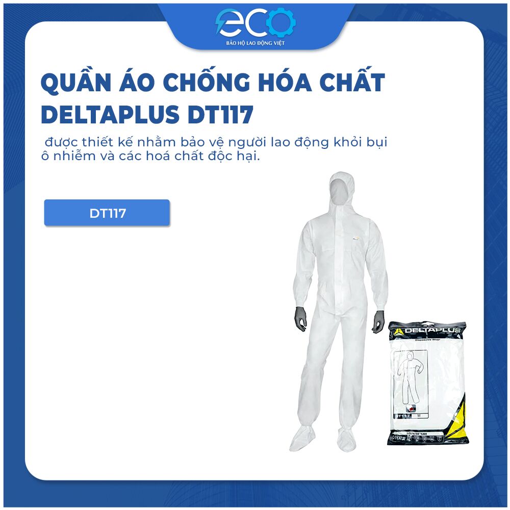 Quần áo chống hóa chất Deltaplus DT117 chính hãng Quần áo chống hóa chất Deltaplus DT117 chính hãng