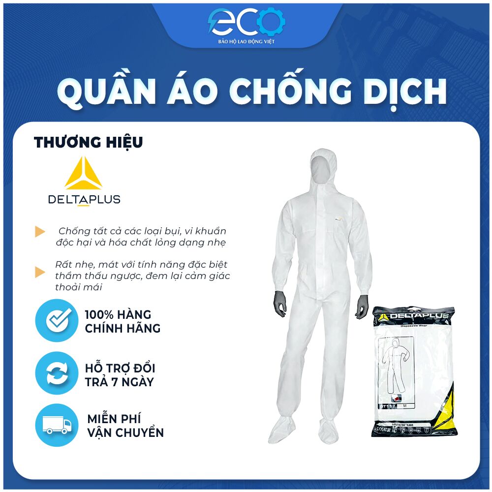 Quần áo chống hóa chất Deltaplus DT117 chính hãng Quần áo chống hóa chất Deltaplus DT117 chính hãng
