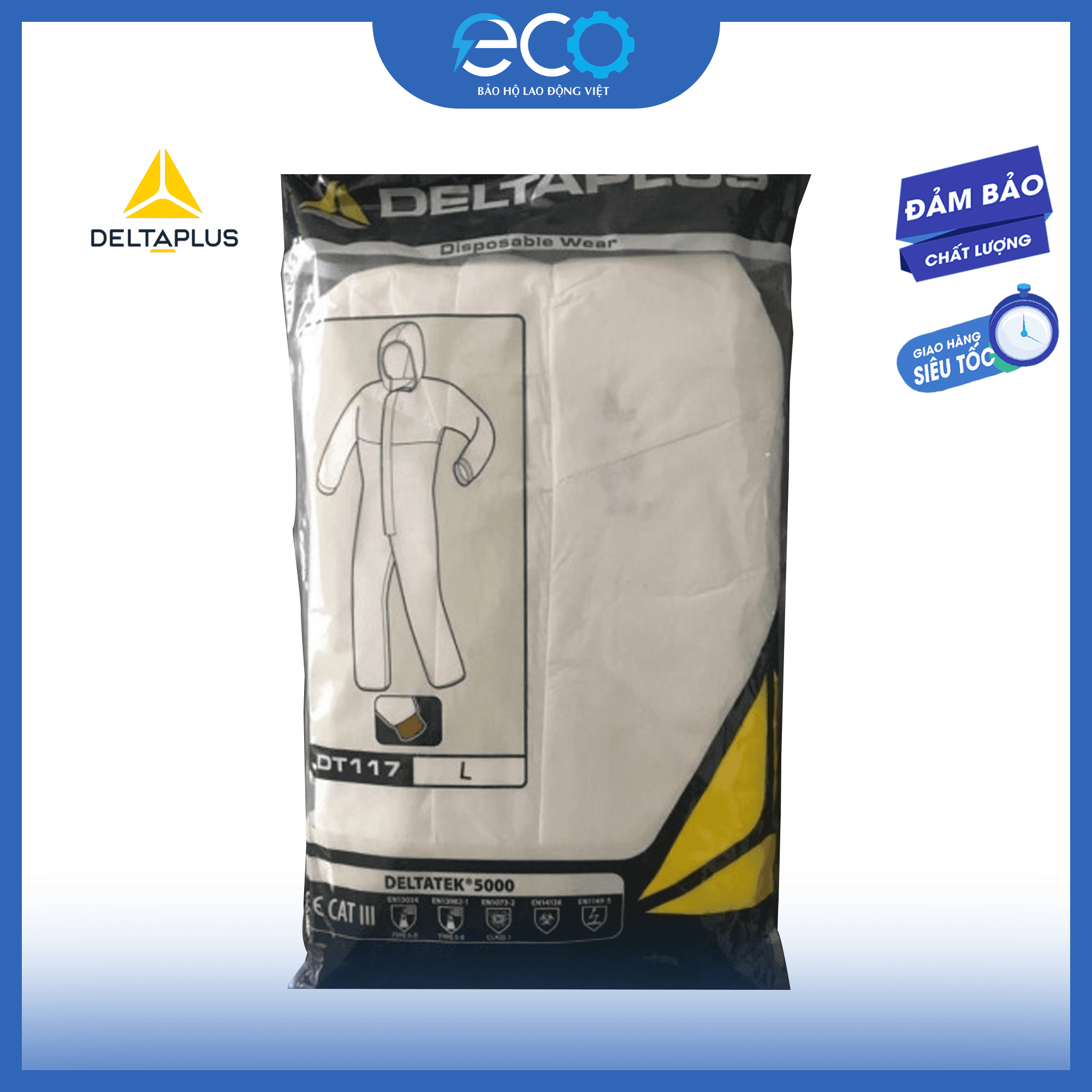 Quần áo chống hóa chất Deltaplus DT117 chính hãng Quần áo chống hóa chất Deltaplus DT117 chính hãng