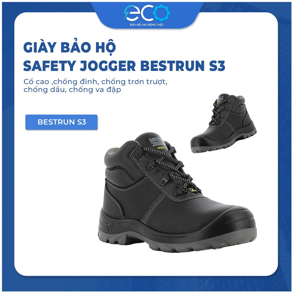 Giày bảo hộ Safety Jogger Bestrun S3 cổ cao - chống đinh, chống trơn trượt, chống dầu, chống va đập Giày bảo hộ Safety Jogger Bestrun S3 cổ cao - chống đinh, chống trơn trượt, chống dầu, chống va đập