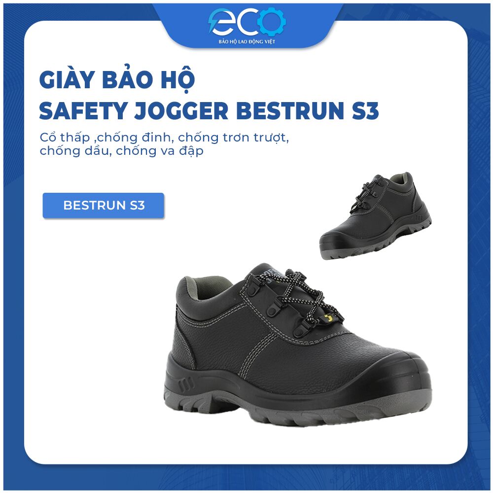Giày bảo hộ Safety Jogger Bestrun S3 cổ thấp - chống đinh, chống trơn trượt, chống dầu, chống va đập Giày bảo hộ Safety Jogger Bestrun S3 cổ thấp - chống đinh, chống trơn trượt, chống dầu, chống va đập