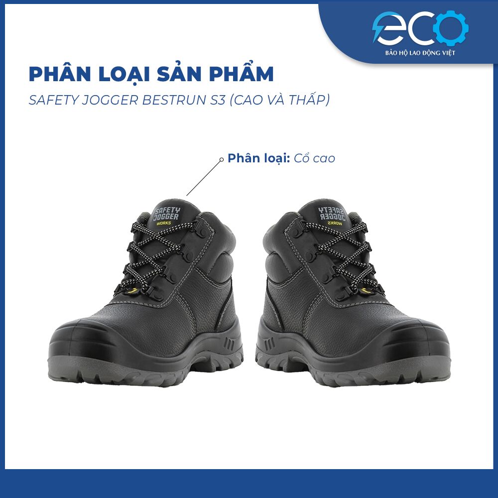 Giày bảo hộ Safety Jogger Bestrun S3 cổ cao - chống đinh, chống trơn trượt, chống dầu, chống va đập Giày bảo hộ Safety Jogger Bestrun S3 cổ cao - chống đinh, chống trơn trượt, chống dầu, chống va đập