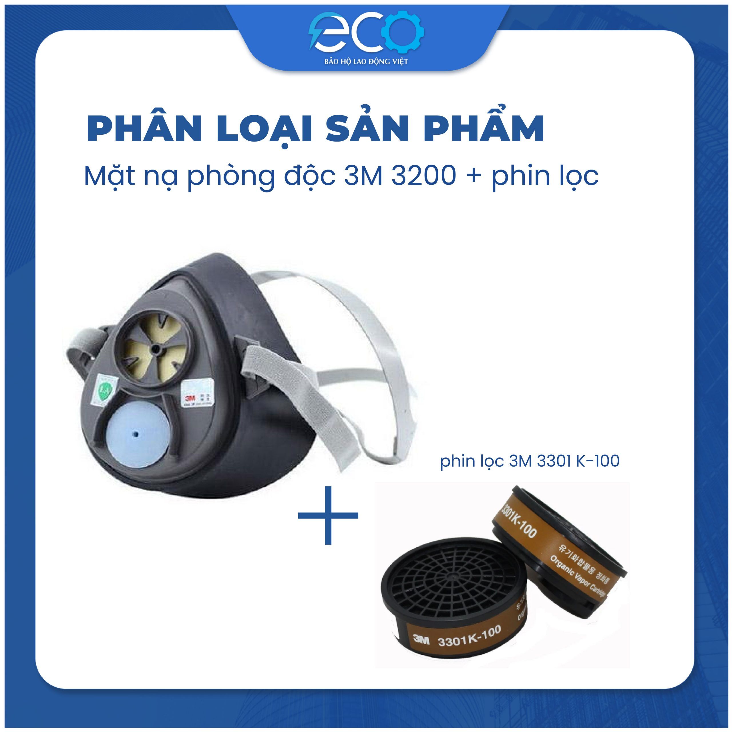 Bộ mặt nạ phòng độc thuốc trừ sâu, phun sơn 3M 3200 chính hãng kèm phin lọc 3M 3301K-100 Bộ mặt nạ phòng độc thuốc trừ sâu, phun sơn 3M 3200 chính hãng kèm phin lọc 3M 3301K-100