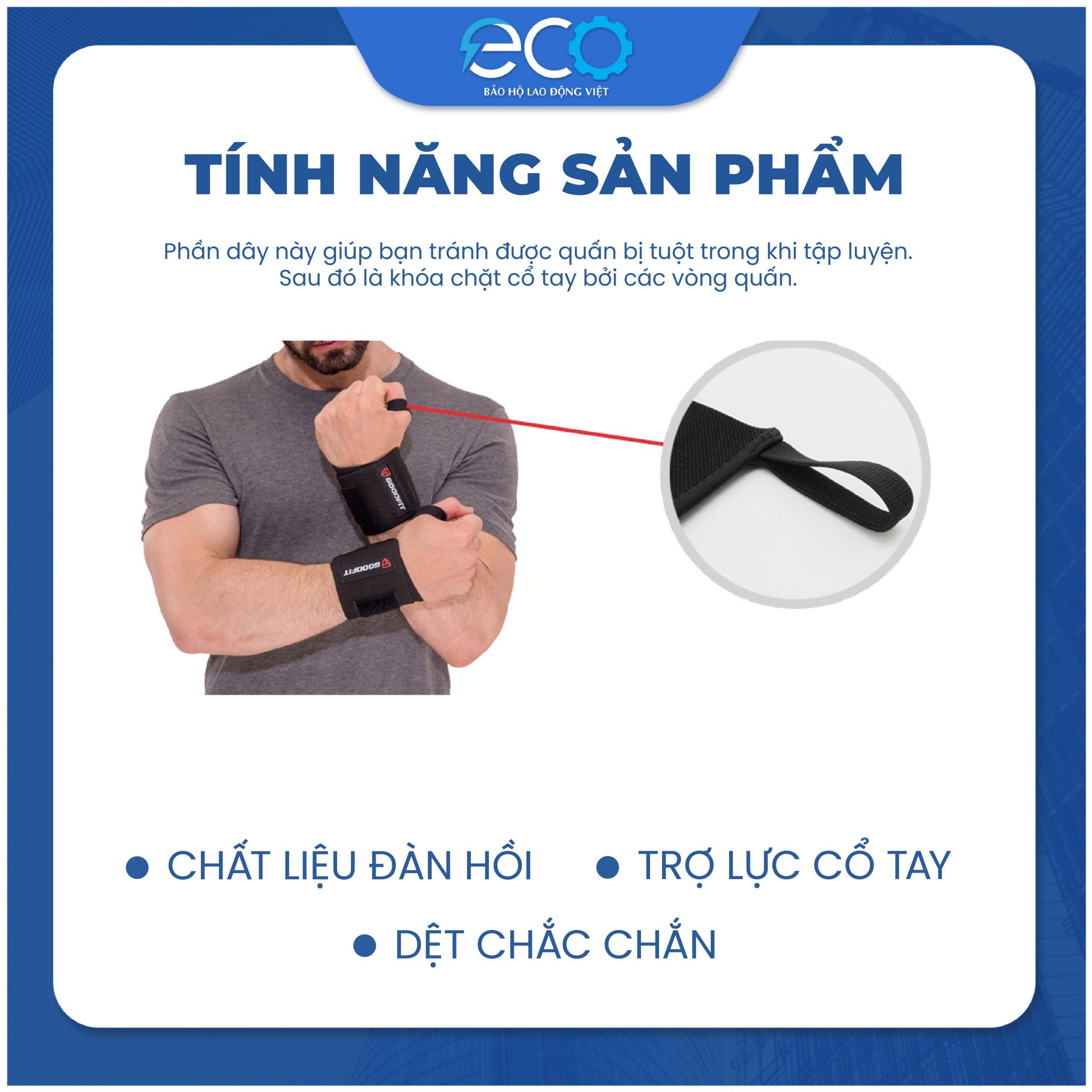 Băng quấn cổ tay GoodFit GF301W. Băng quấn cổ tay tập gym, tập boxing bảo vệ cổ tay, trợ lực khớp Băng quấn cổ tay GoodFit GF301W. Băng quấn cổ tay tập gym, tập boxing bảo vệ cổ tay, trợ lực khớp