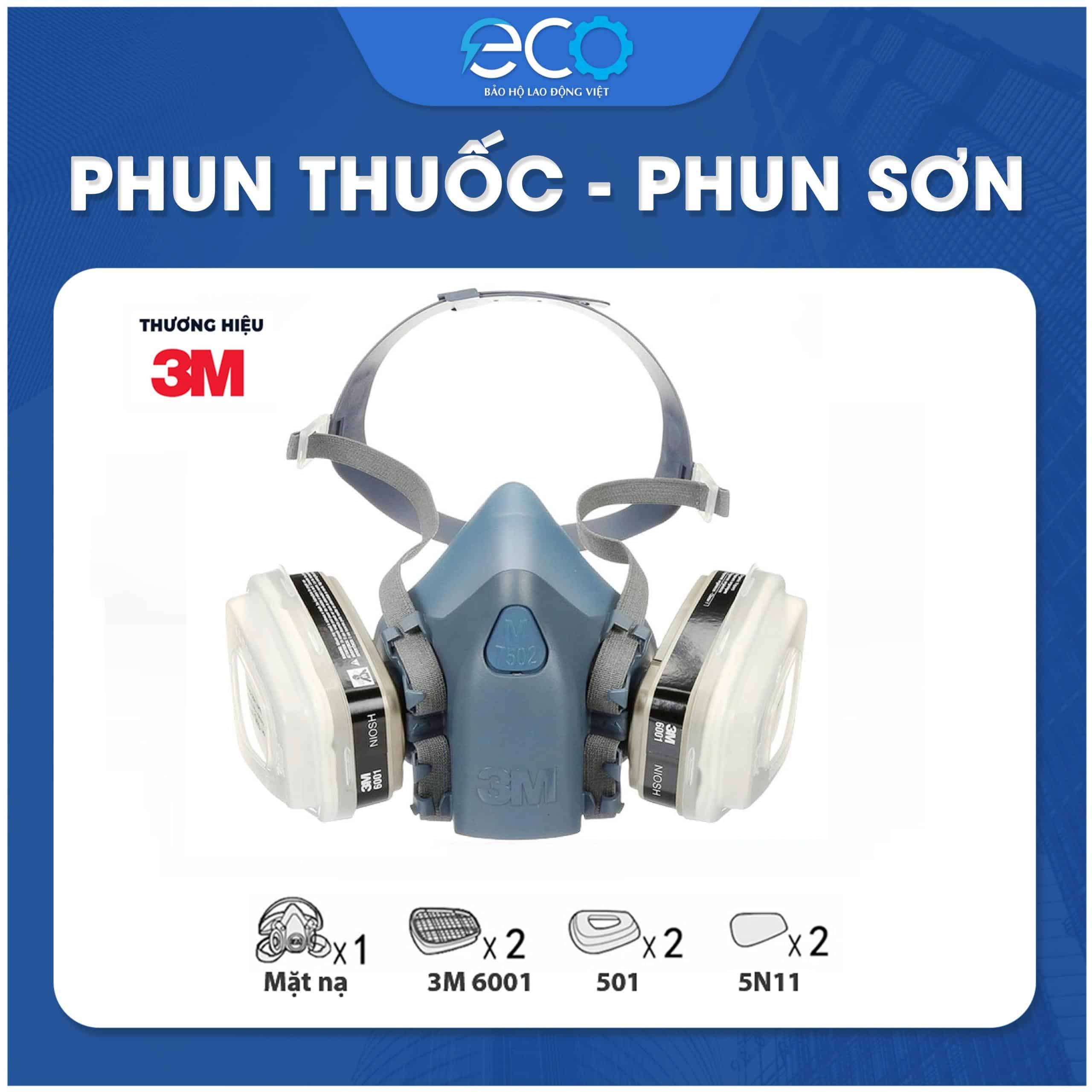 Combo (7 món) mặt nạ phòng độc 3M 7501, 7502 kết hợp phin lọc 3M 6001, tấm lọc bụi 5N11 cùng nắp giữ 501 Combo (7 món) mặt nạ phòng độc 3M 7501, 7502 kết hợp phin lọc 3M 6001, tấm lọc bụi 5N11 cùng nắp giữ 501