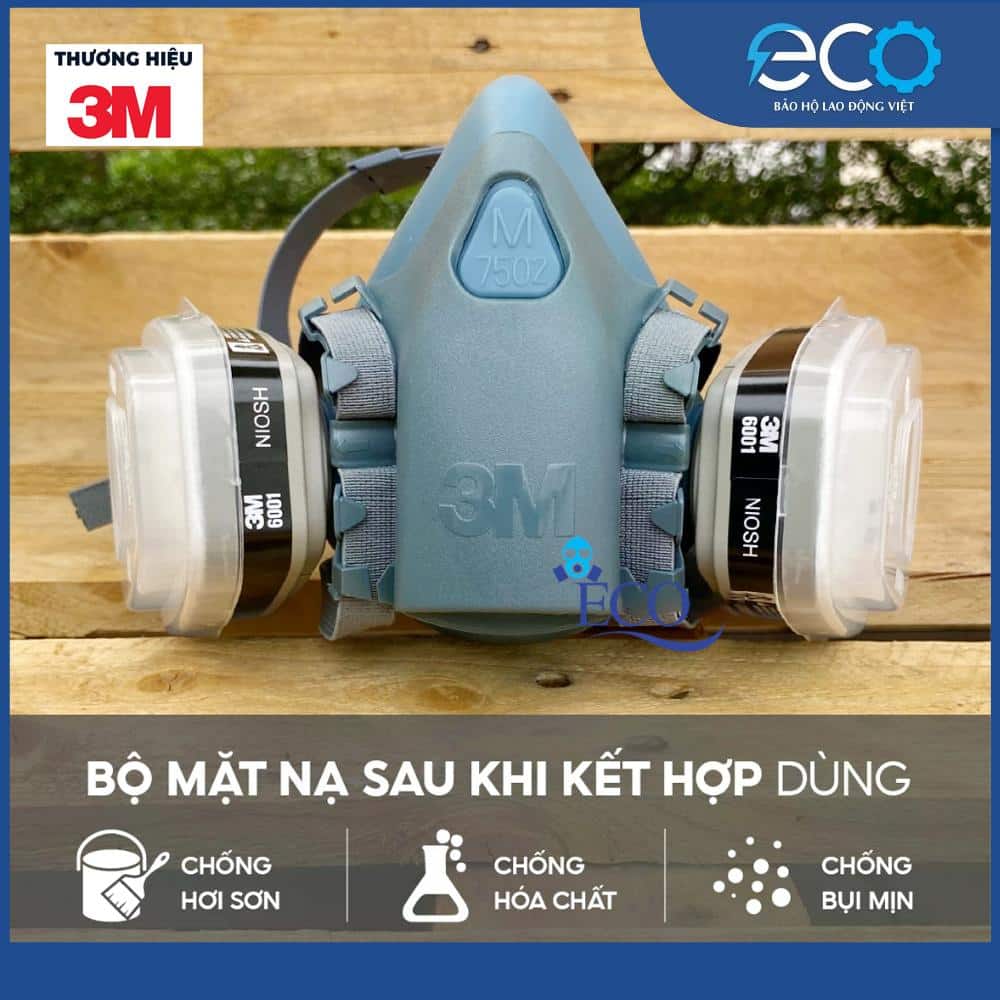 Combo (7 món) mặt nạ phòng độc 3M 7501, 7502 kết hợp phin lọc 3M 6001, tấm lọc bụi 5N11 cùng nắp giữ 501 Combo (7 món) mặt nạ phòng độc 3M 7501, 7502 kết hợp phin lọc 3M 6001, tấm lọc bụi 5N11 cùng nắp giữ 501
